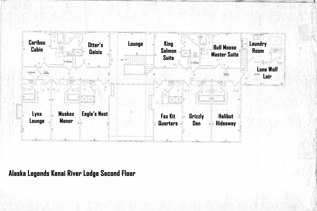 Lodge second-floor layout with room names