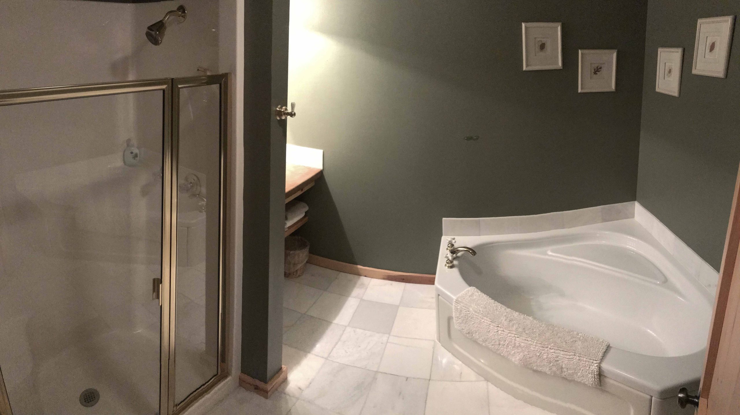 Modern bathroom with green walls